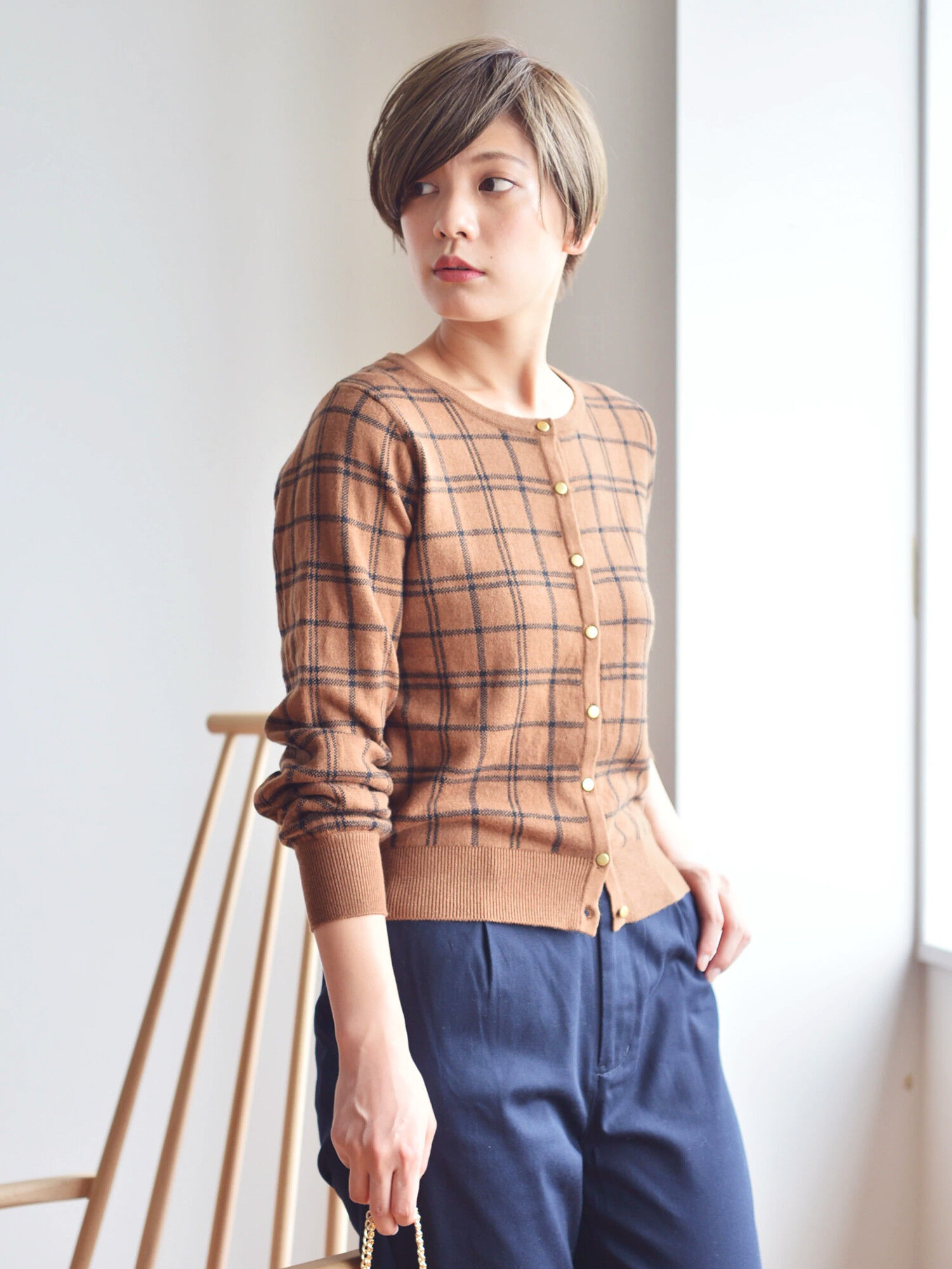 ＜ＷＥＢ限定大きな・小さなサイズ＞ガンガンカーディガン(チェック)