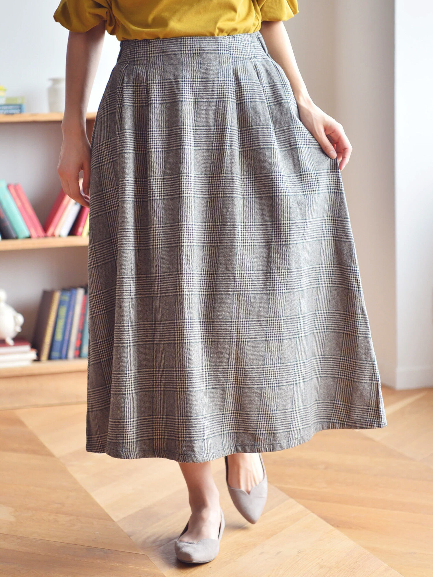 ＜ＷＥＢ限定大きな・小さなサイズ＞洗えるウール見えコットンスカート(フレア)