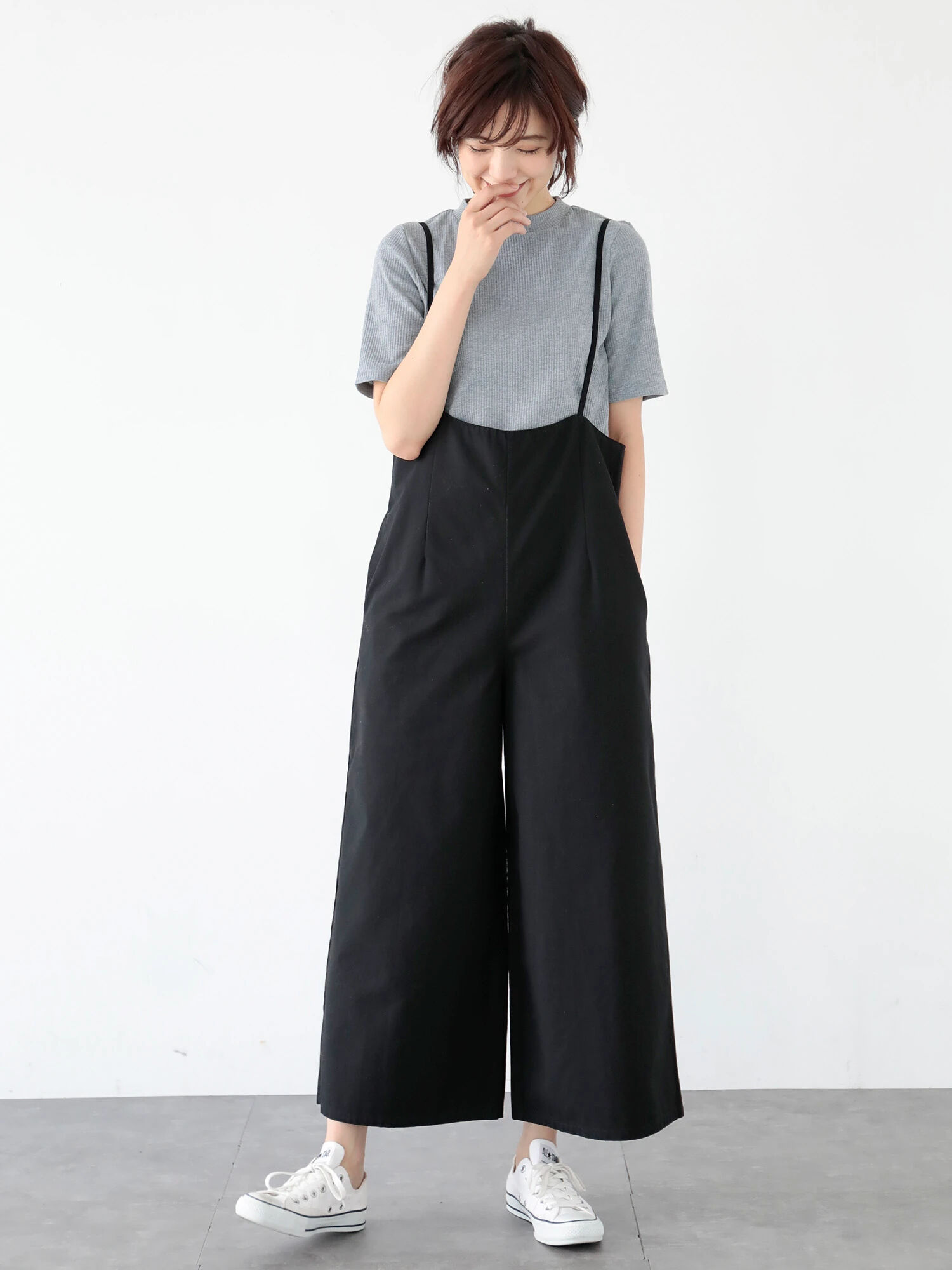 ・ハイウエストサロペットパンツ