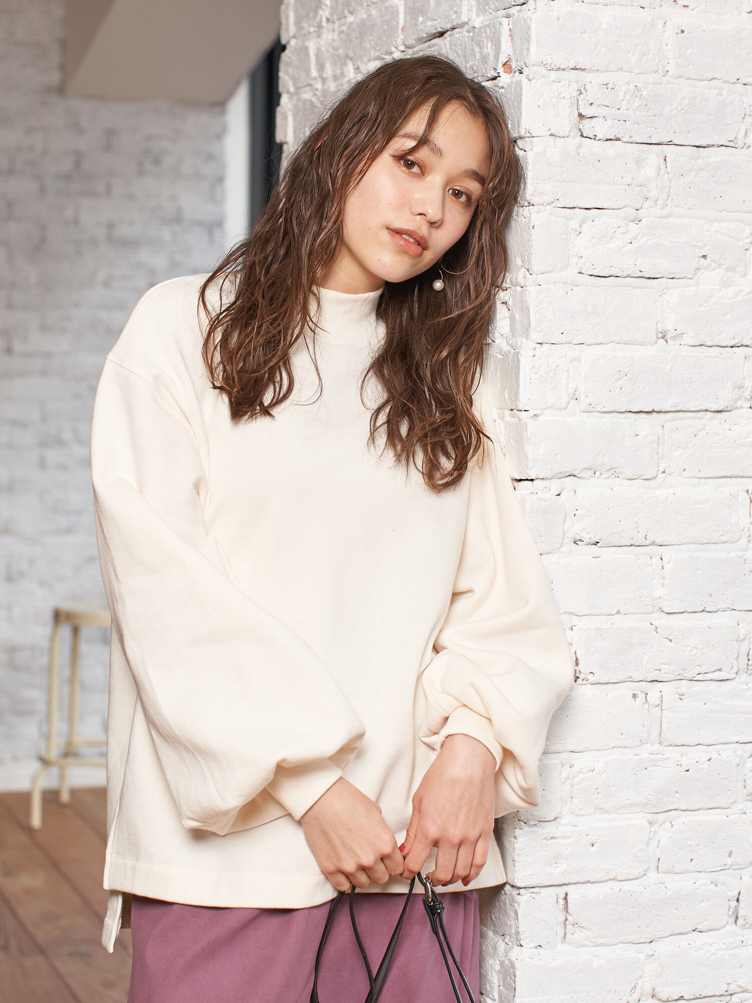 裏起毛モックネックチュニック