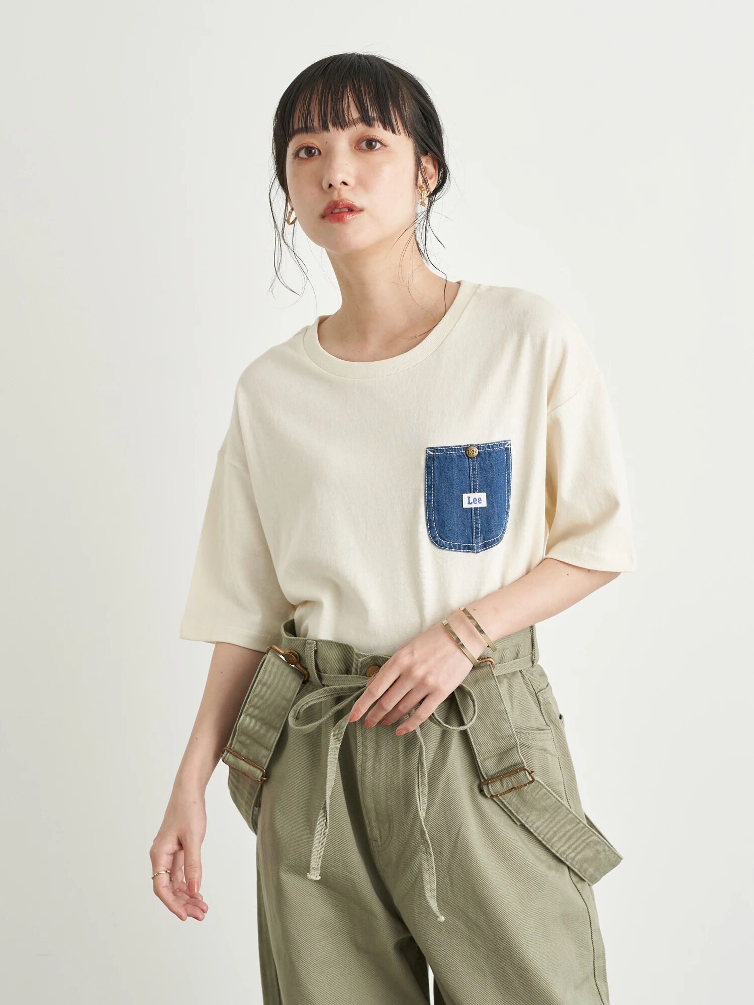 【6,000円(税込)以上のお買物で全国送料無料。】Lee×earth デニムポケットTシャツ