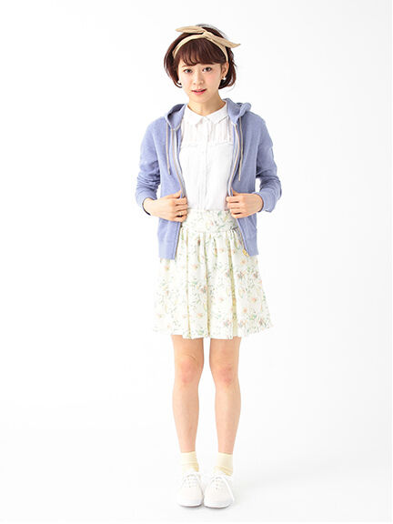 水彩フラワープリントキュロットパンツ