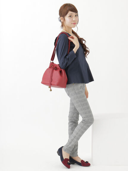 earth【スキスキスキニー】グレンチェックスキニーパンツ