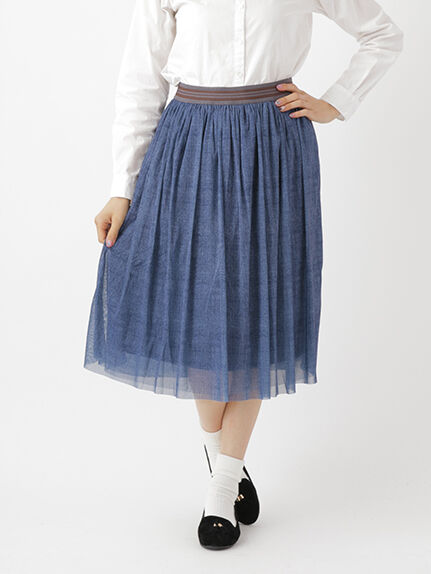 ＜WEB限定大きな・小さなサイズ＞チュールミディ丈スカート