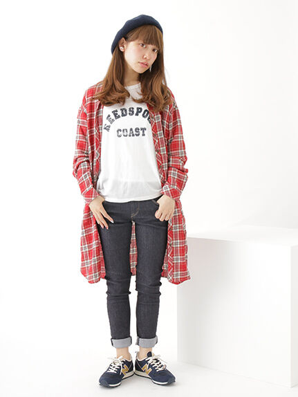 ＜WEB限定大きな・小さなサイズ＞ドロップショルダ-ロゴTシャツ