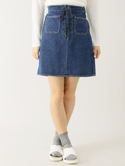 フロント編み上げデニムスカート