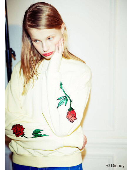 E hyphen world gallery 美女と野獣ローズ刺繍プルオーバー