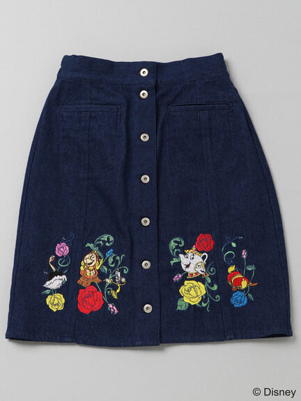 E hyphen world gallery 美女と野獣刺繍タイトスカート