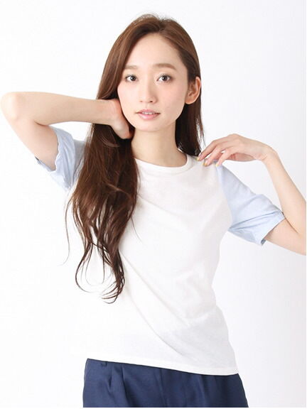 ・柄スリーブプルオーバー