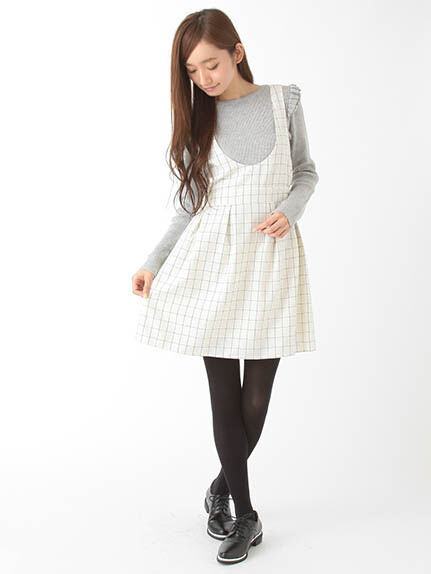 E hyphen world gallery フィット&フレアジャンパースカート