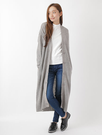 E hyphen world gallery Vネックふわふわロングカーディガン