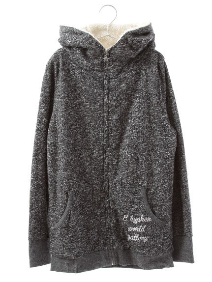 E hyphen world gallery friends 裏ボアロングZIPパーカー