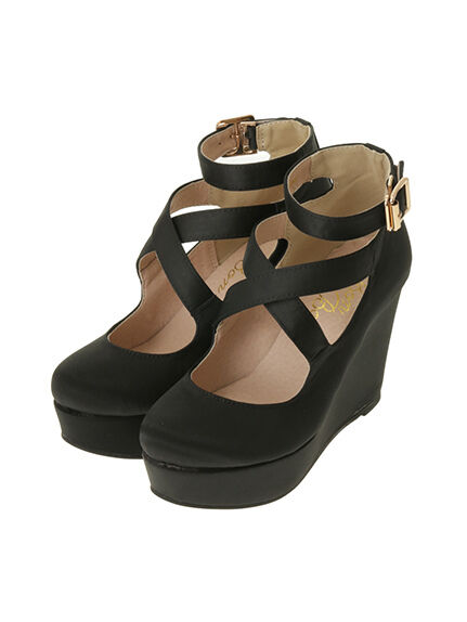 Satin Ballerina Wedge Shoes