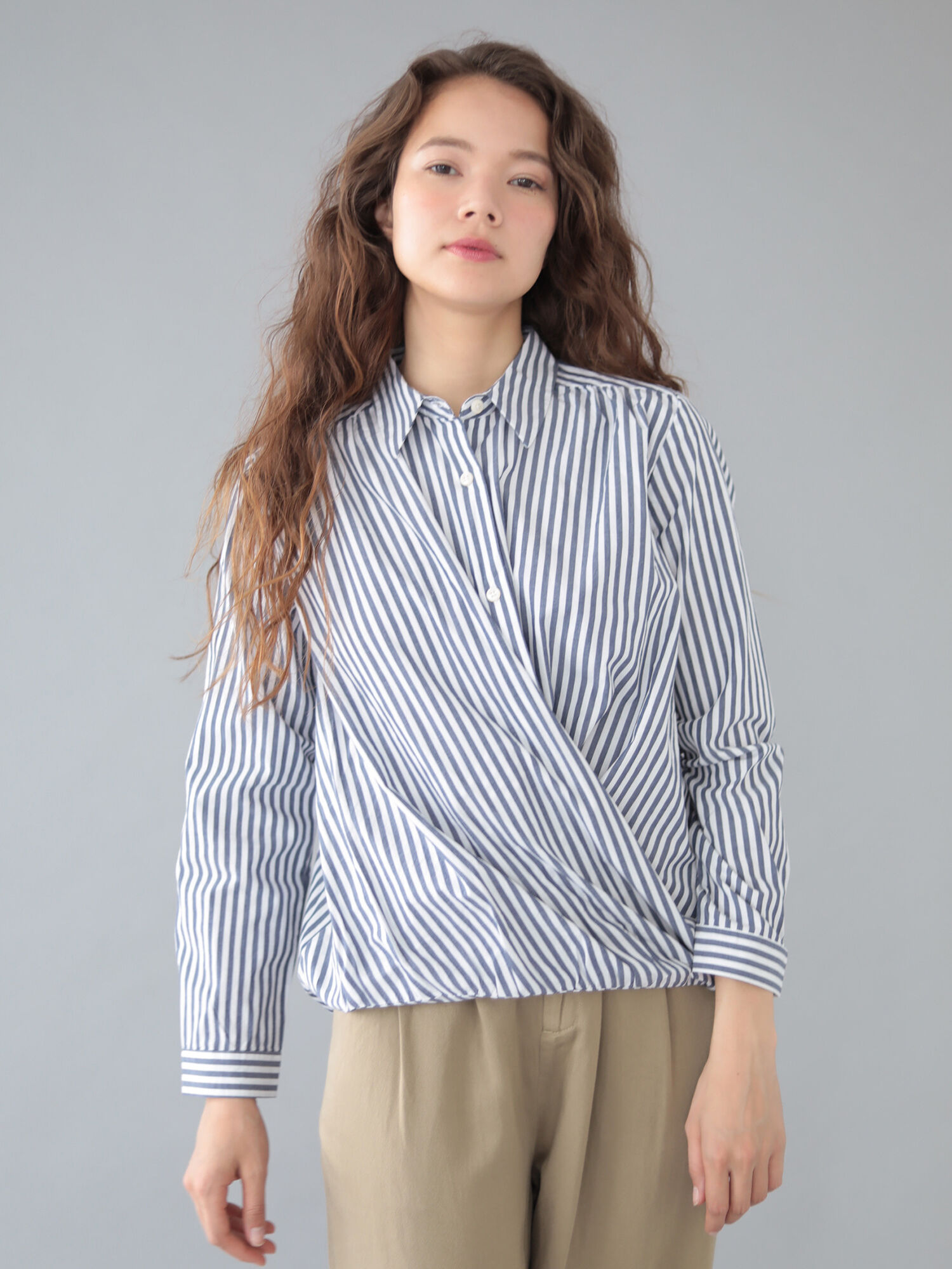 ・40ローンストライプカシュクールシャツ