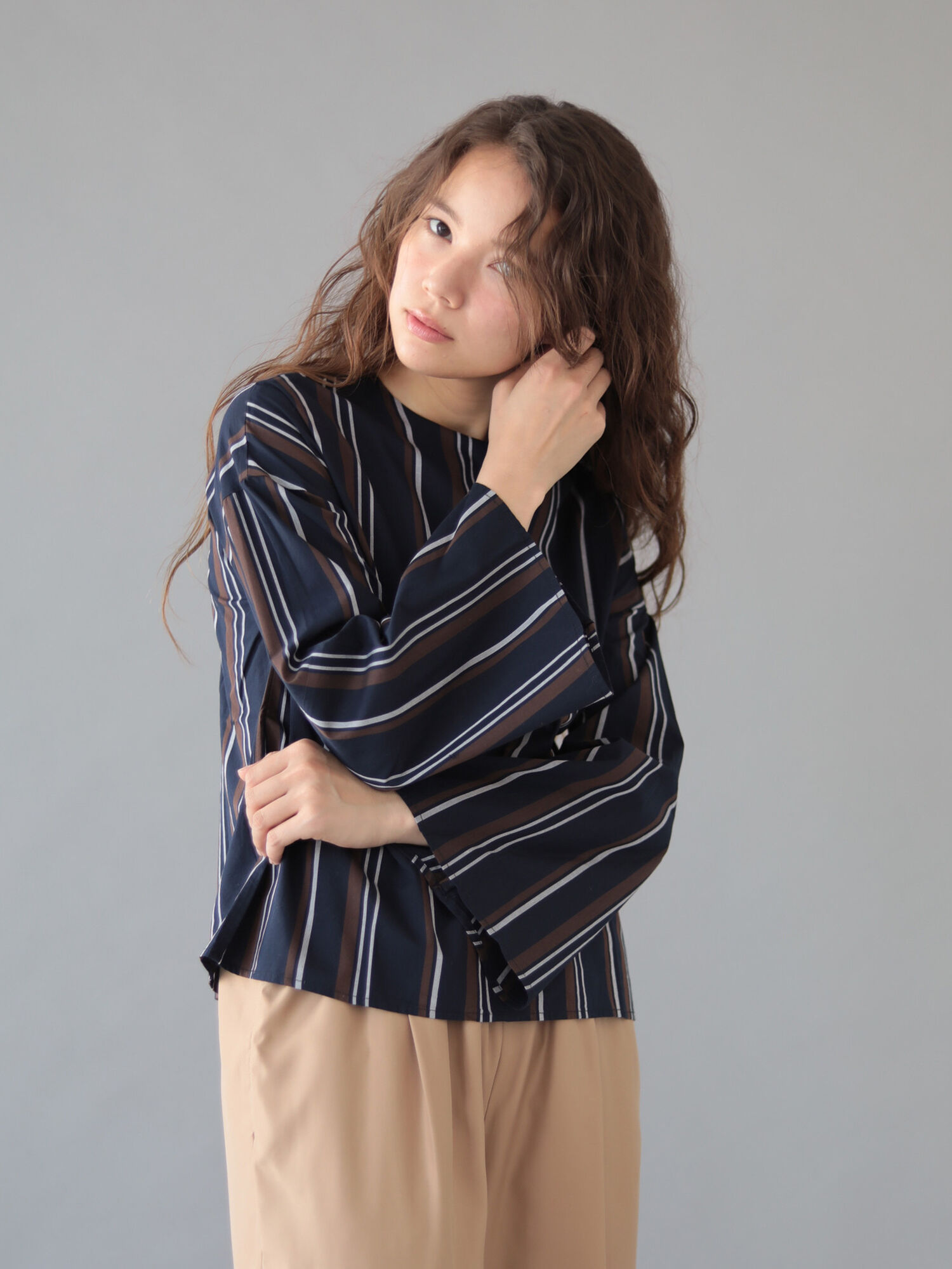 ・ランダムストライプスキッパーヒヨクシャツ