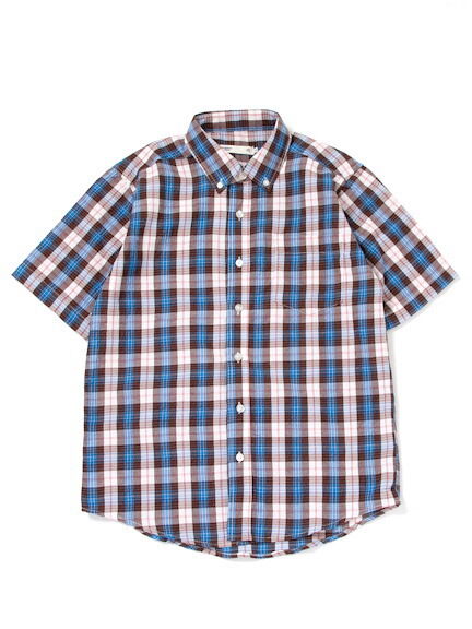 Men's サッカーチェックBD半袖シャツ