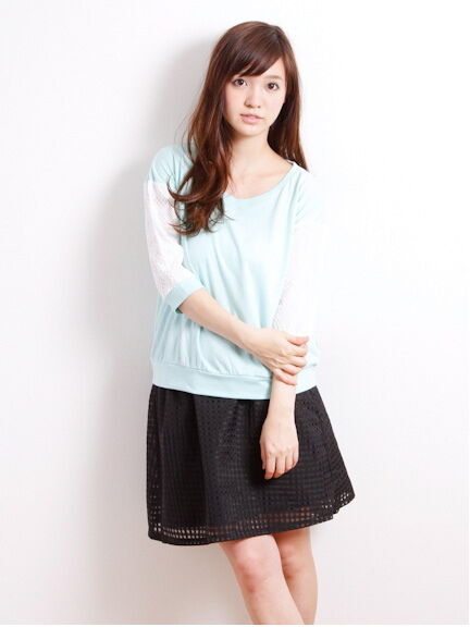 SEVENDAYS=SUNDAY レーススリーブスエット半袖プルオーバー