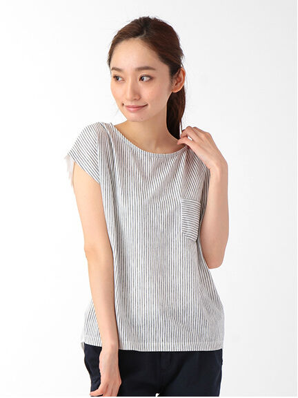布帛ドッキング ドロップショルダーTEE