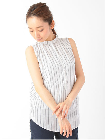 レーヨンブロード スタンドカラーチュニック