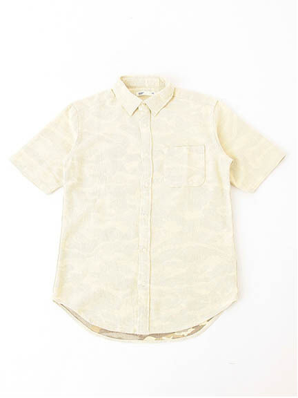 パナマ織 製品染 半袖レギュラーシャツ
