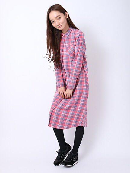 SEVENDAYS=SUNDAY ビンテージネル 長袖シャツワンピース