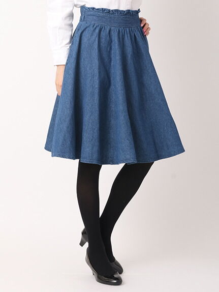 ・デニムフレアギャザースカート