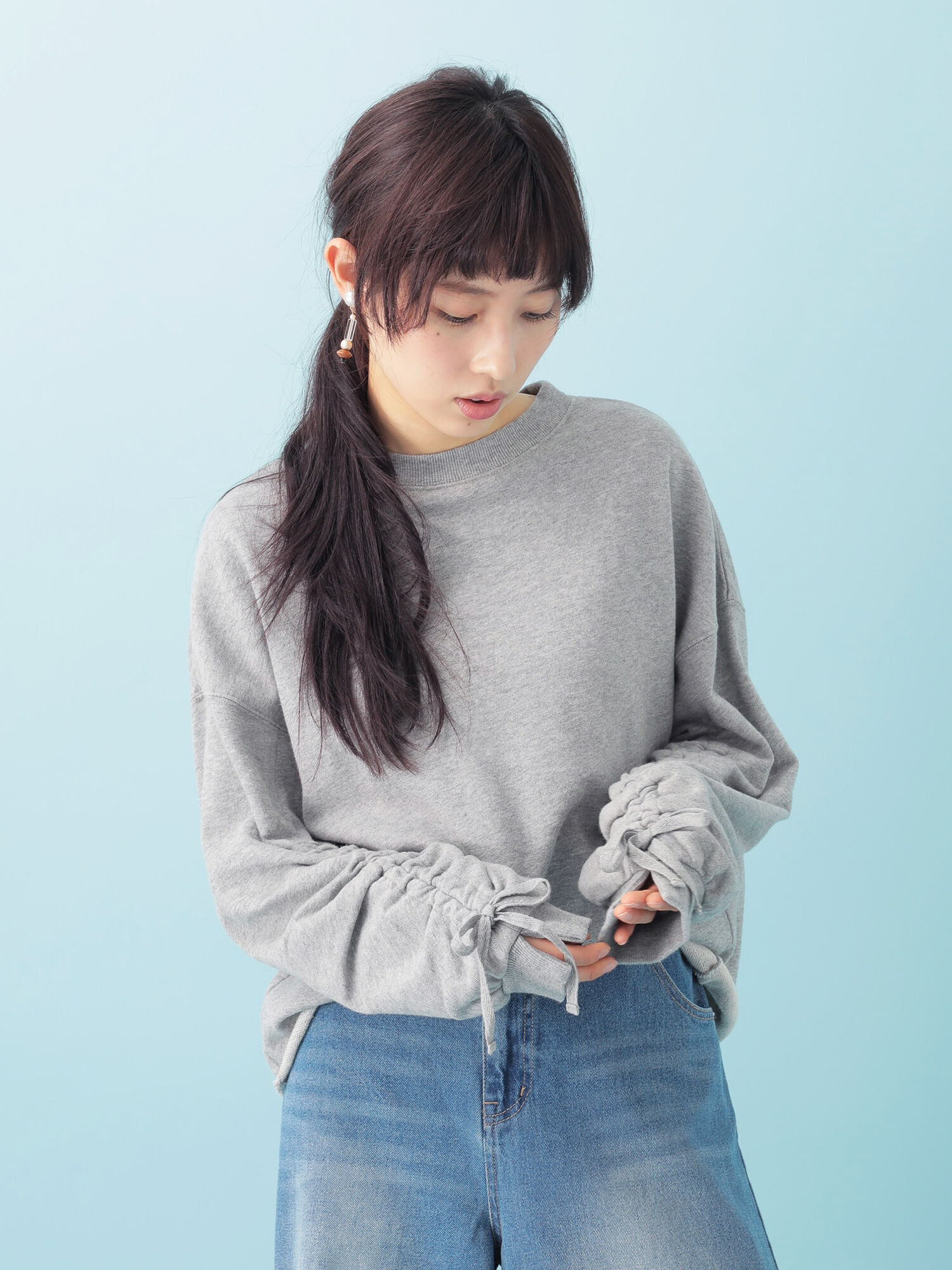 ・Wドロストスリーブウラケプルオーバー