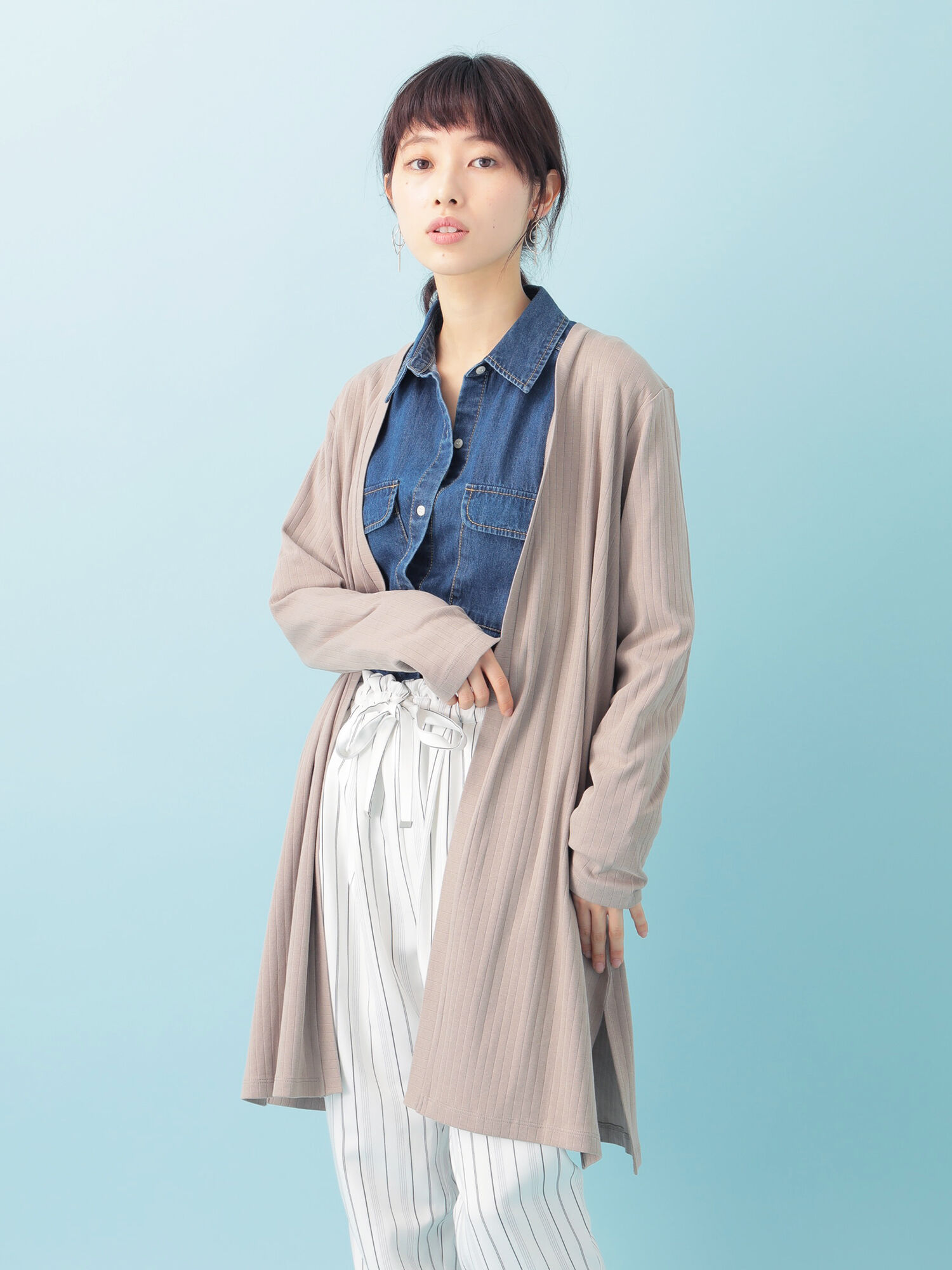 ・ワイドリブロングカーディガン