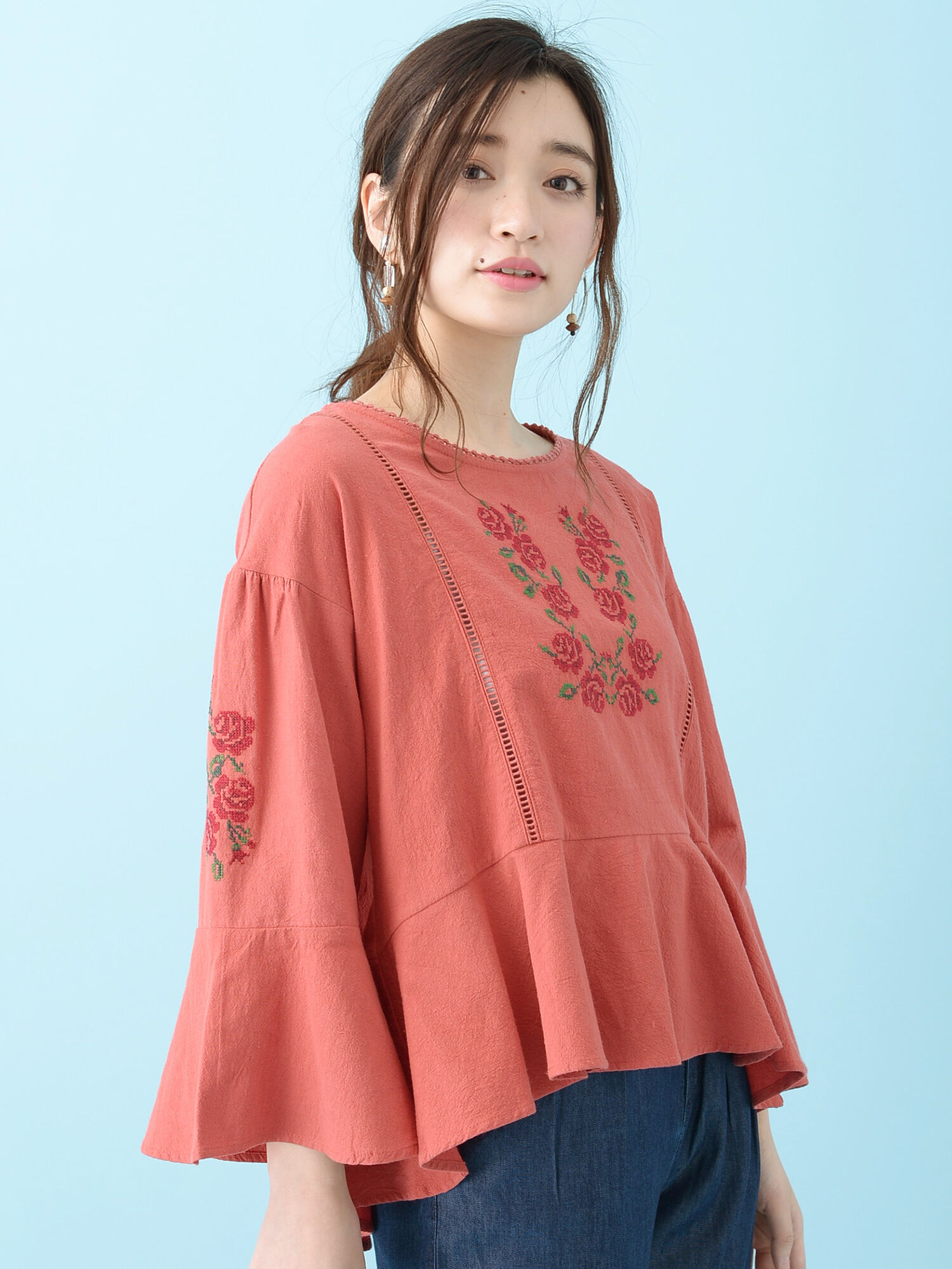 RIVETANDSURGER&S花刺繍ブラウス