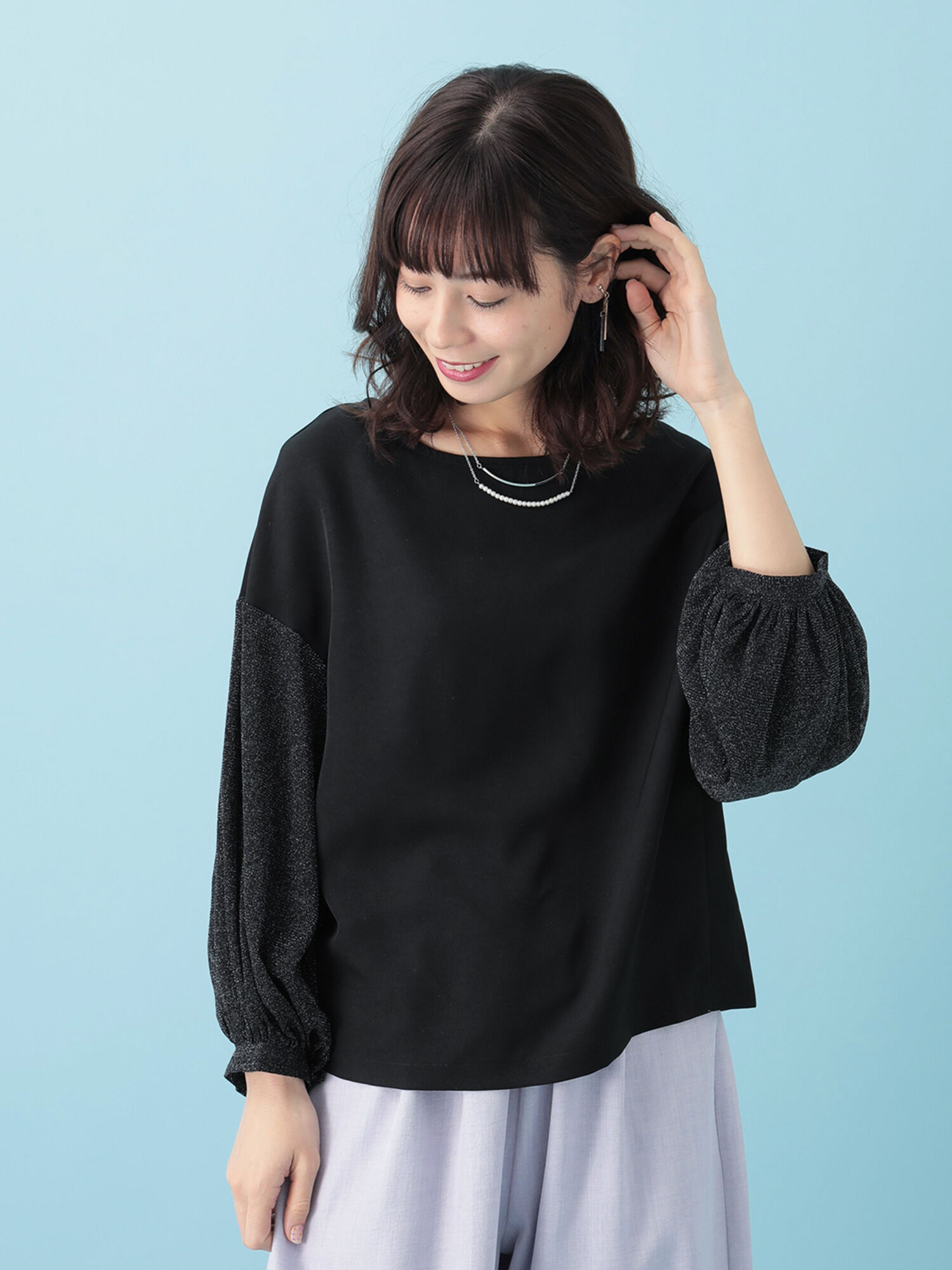 RAYCASSINFAVORI・RAYラメボリューム袖プルオーバー