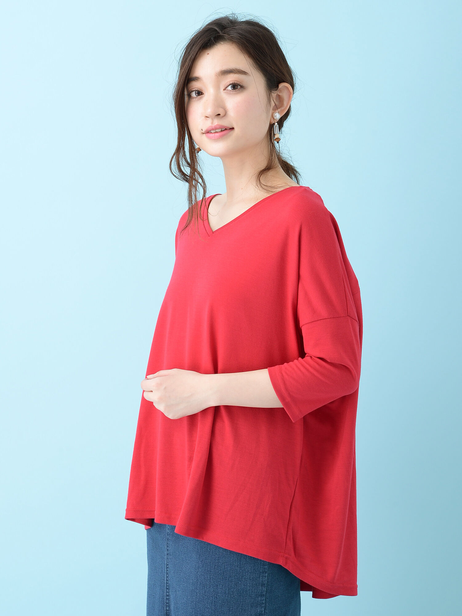 lilninaVネックドルマンプルオーバー