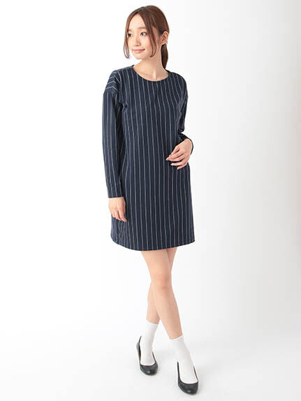 Uストライプカットワンピース