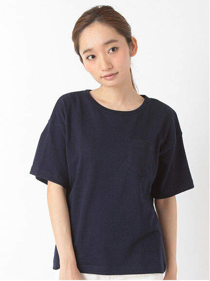 ・Wワイドクルーポケット付きTシャツ