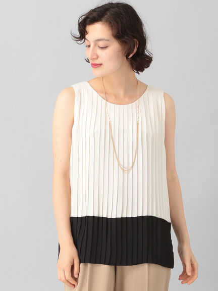 YECCA VECCA バイカラープリーツブラウス