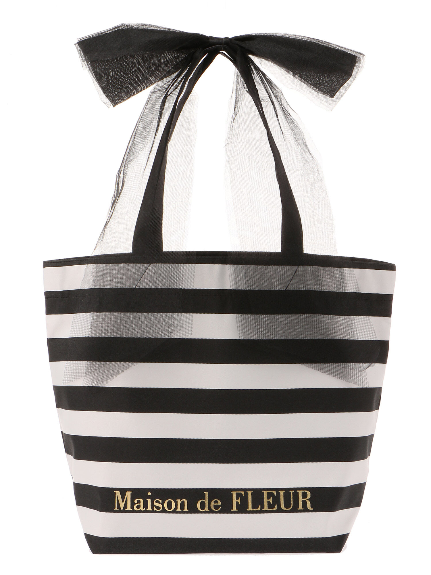 Maison de FLEUR ボーダーチュールリボントートバッグ