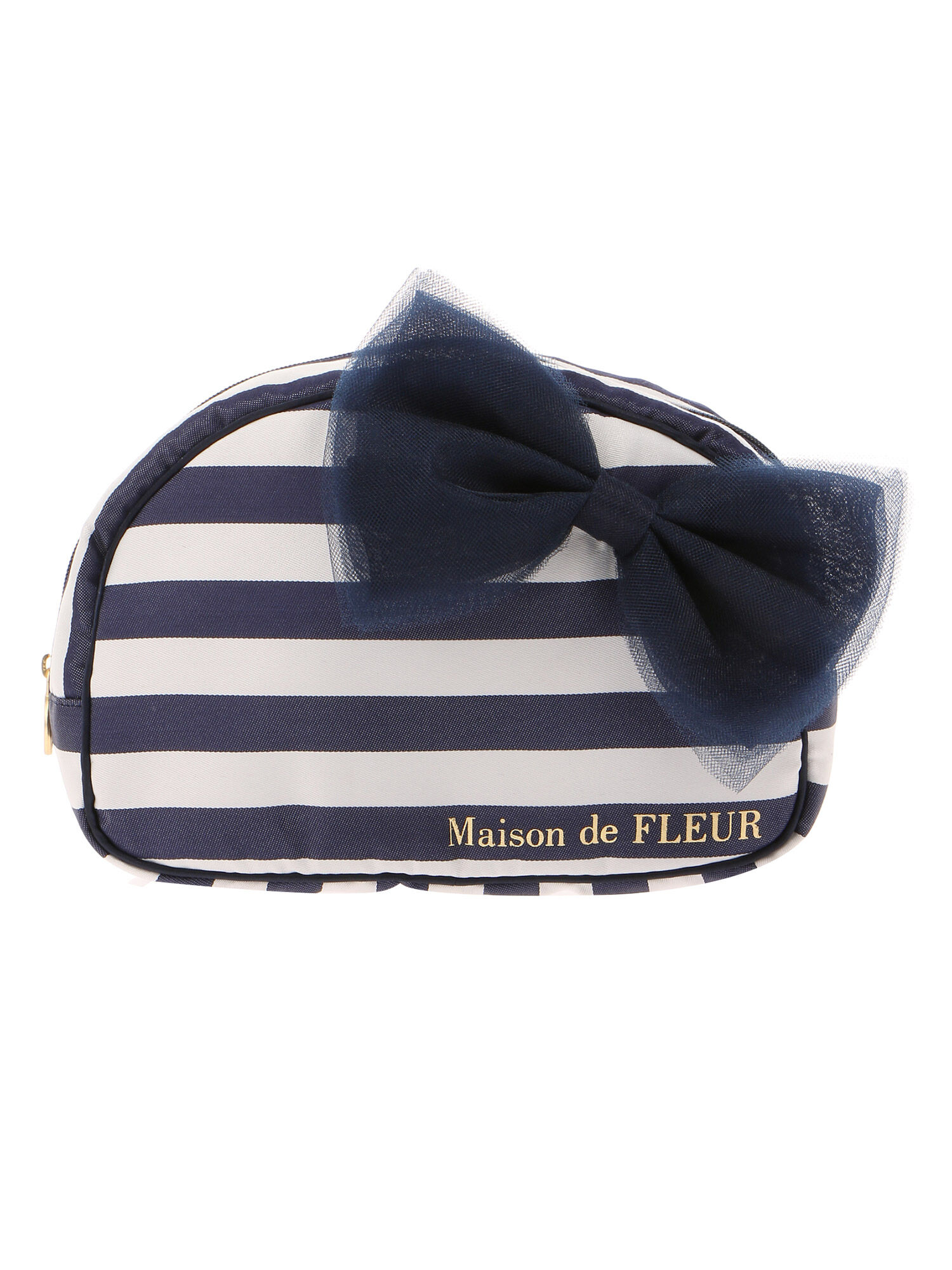 Maison de FLEUR ボーダーチュールリボンポーチ