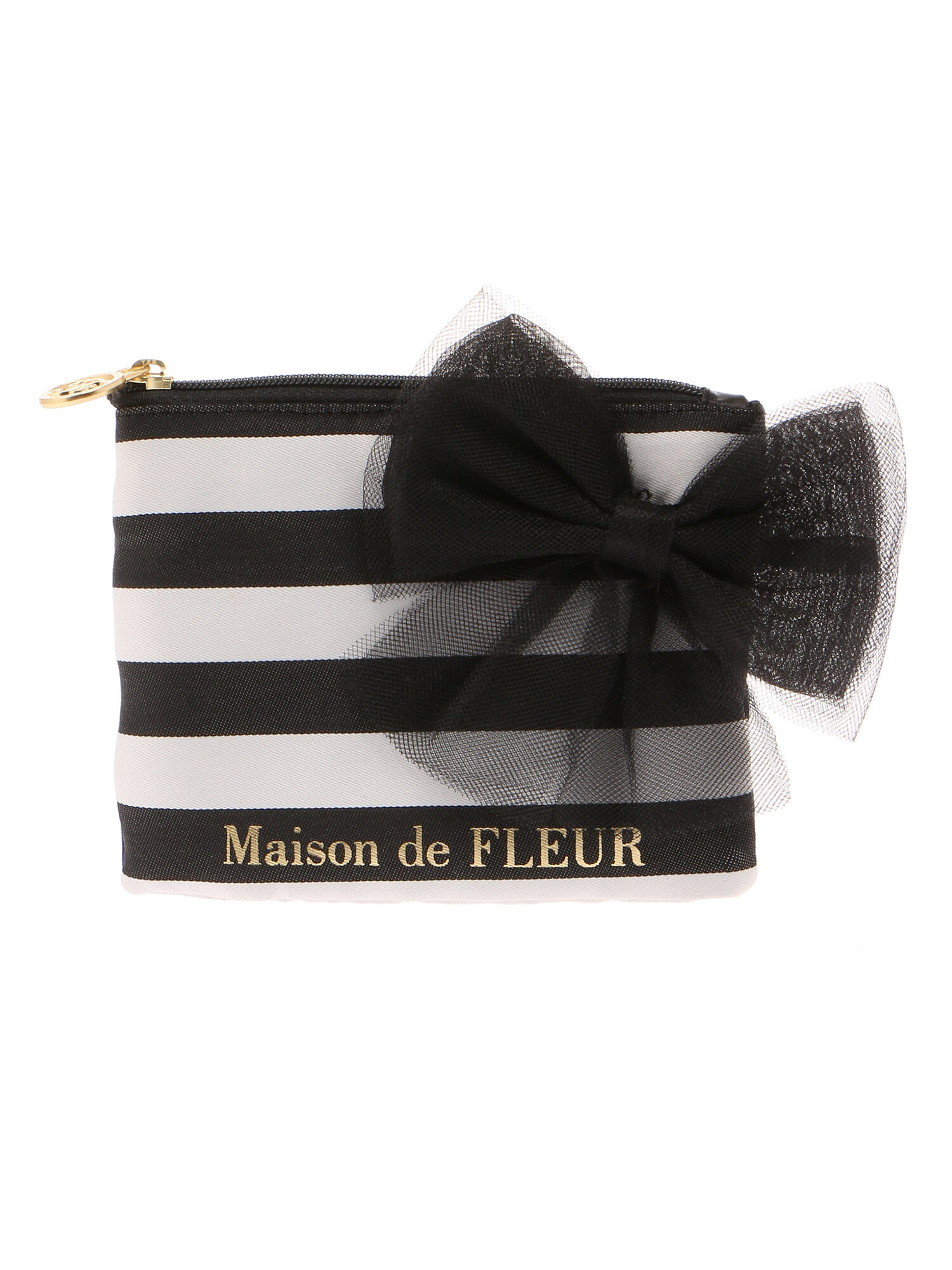 Maison de FLEUR ボーダーチュールリボンティッシュポーチ