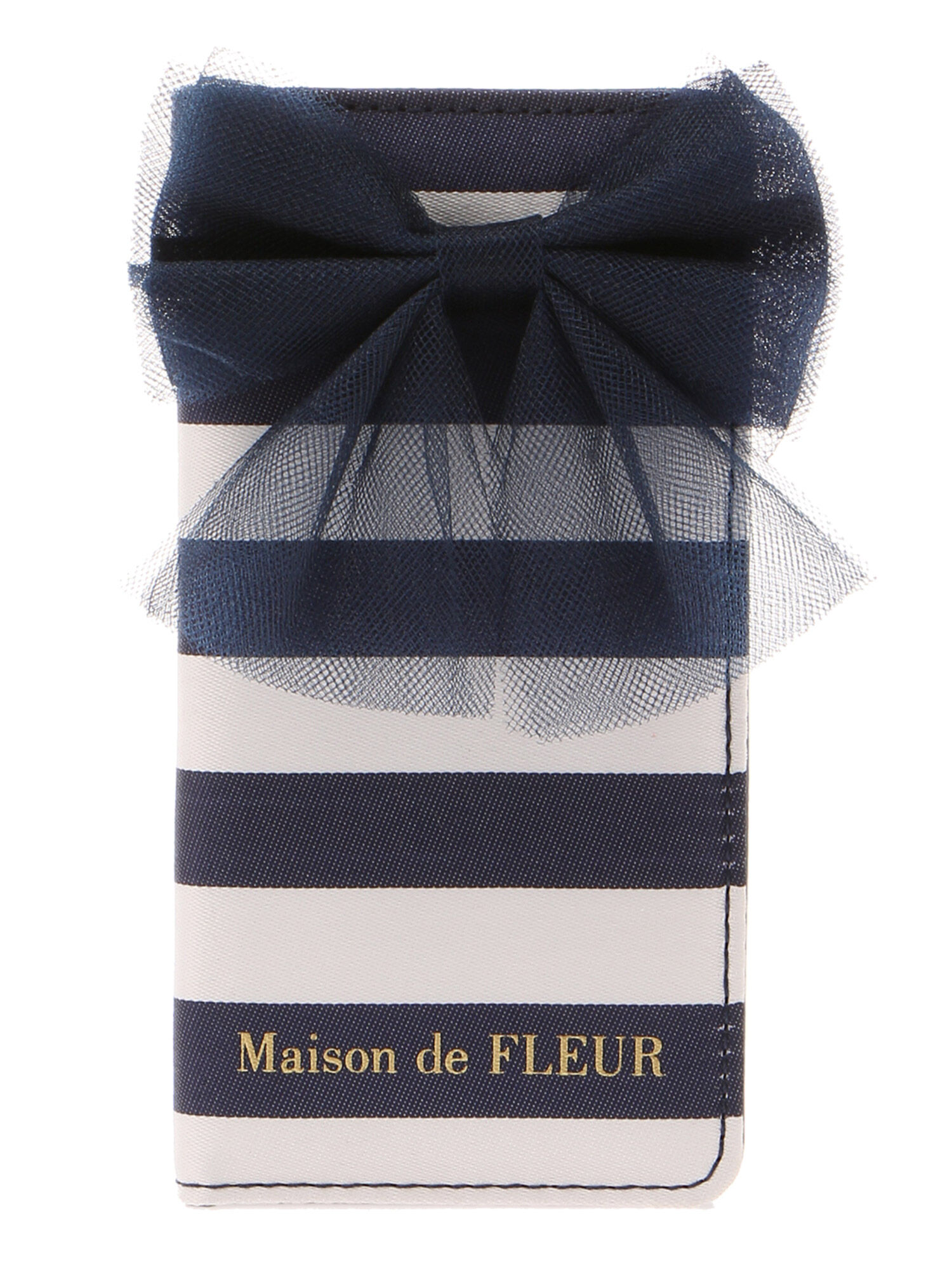 Maison de FLEUR ボーダーチュールリボンアイフォンケース