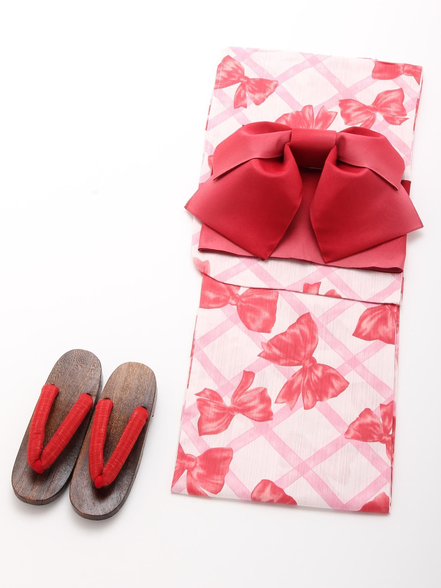 Maison de FLEUR リボンギンガムチェック柄浴衣