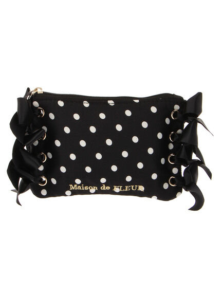 Maison de FLEUR ドットサテンリボンSポーチ