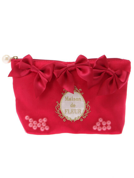 Maison de FLEUR ピンクピンクリボンポーチ