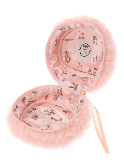 Maison de FLEUR ピンクファーラウンドポーチ