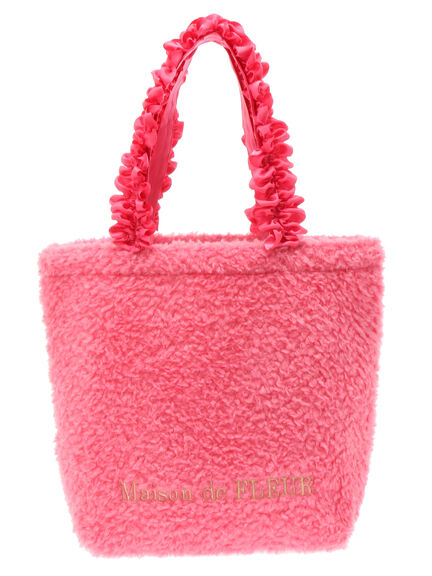 Maison de FLEUR ピンクファーフリルハンドルトートMバッグ