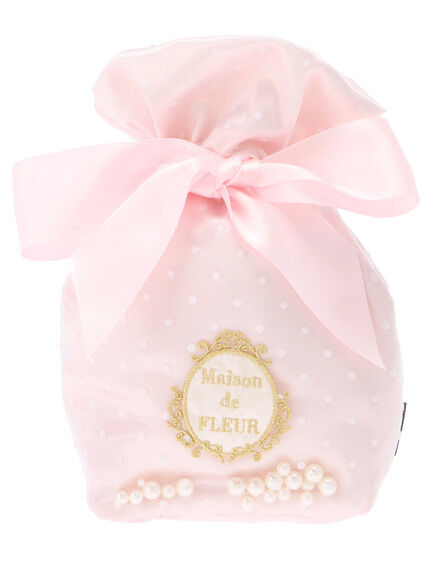 Maison de FLEUR Foamy Cream Soda フロッキードットビックリボンポーチ