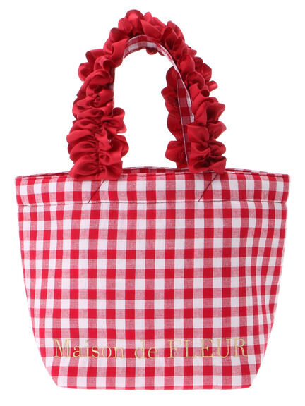 Maison de FLEUR ギンガムフリルハンドルトートSバッグ