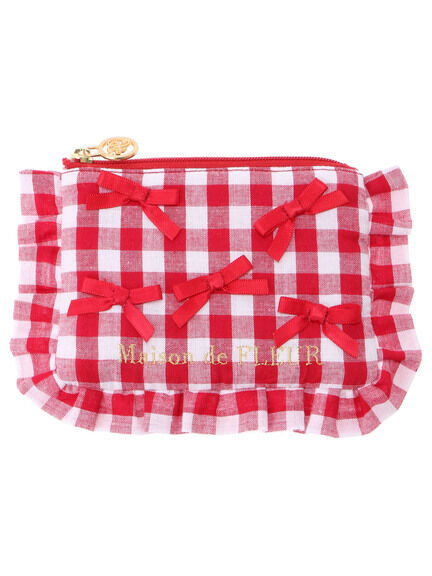 Maison de FLEUR ギンガムフリルティッシュポーチ