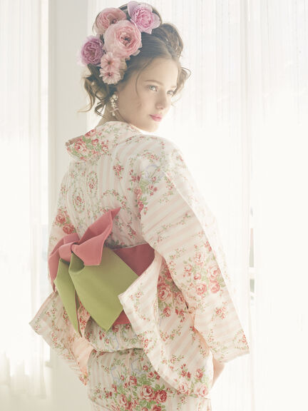 Maison de FLEUR (メゾンドフルール) フラワーストライプ浴衣