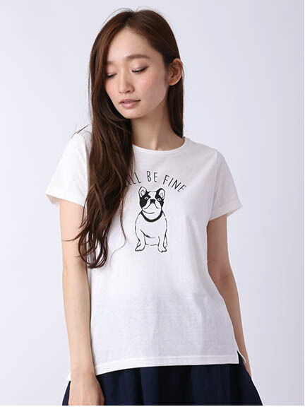 ドッグプリント半袖Tシャツ 1203127-22-18-11