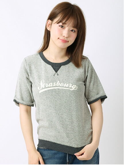ガーゼ裏使いロゴプリントカットソー 1203108-23-13-11