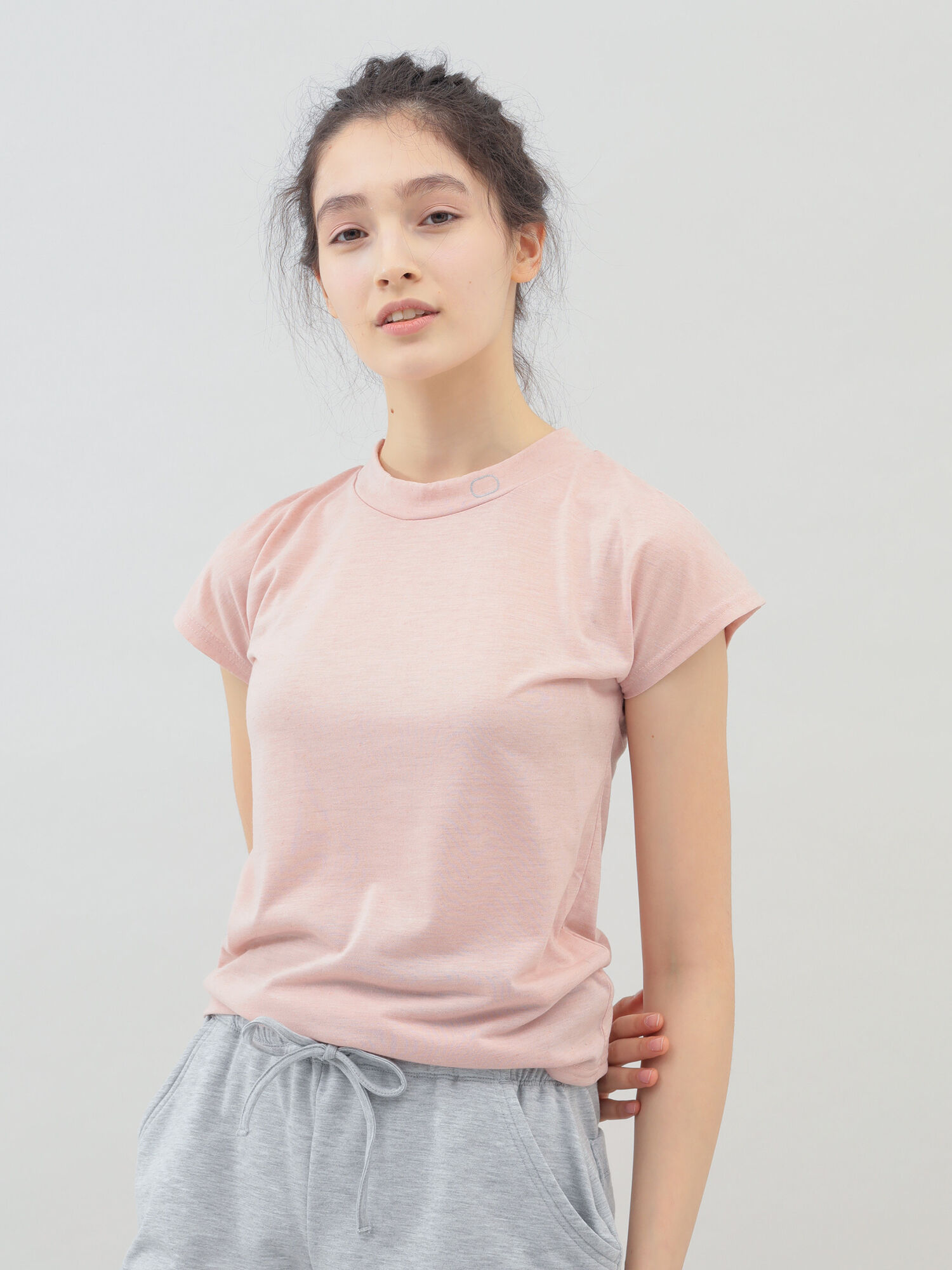レディースヨガハイネックTシャツ